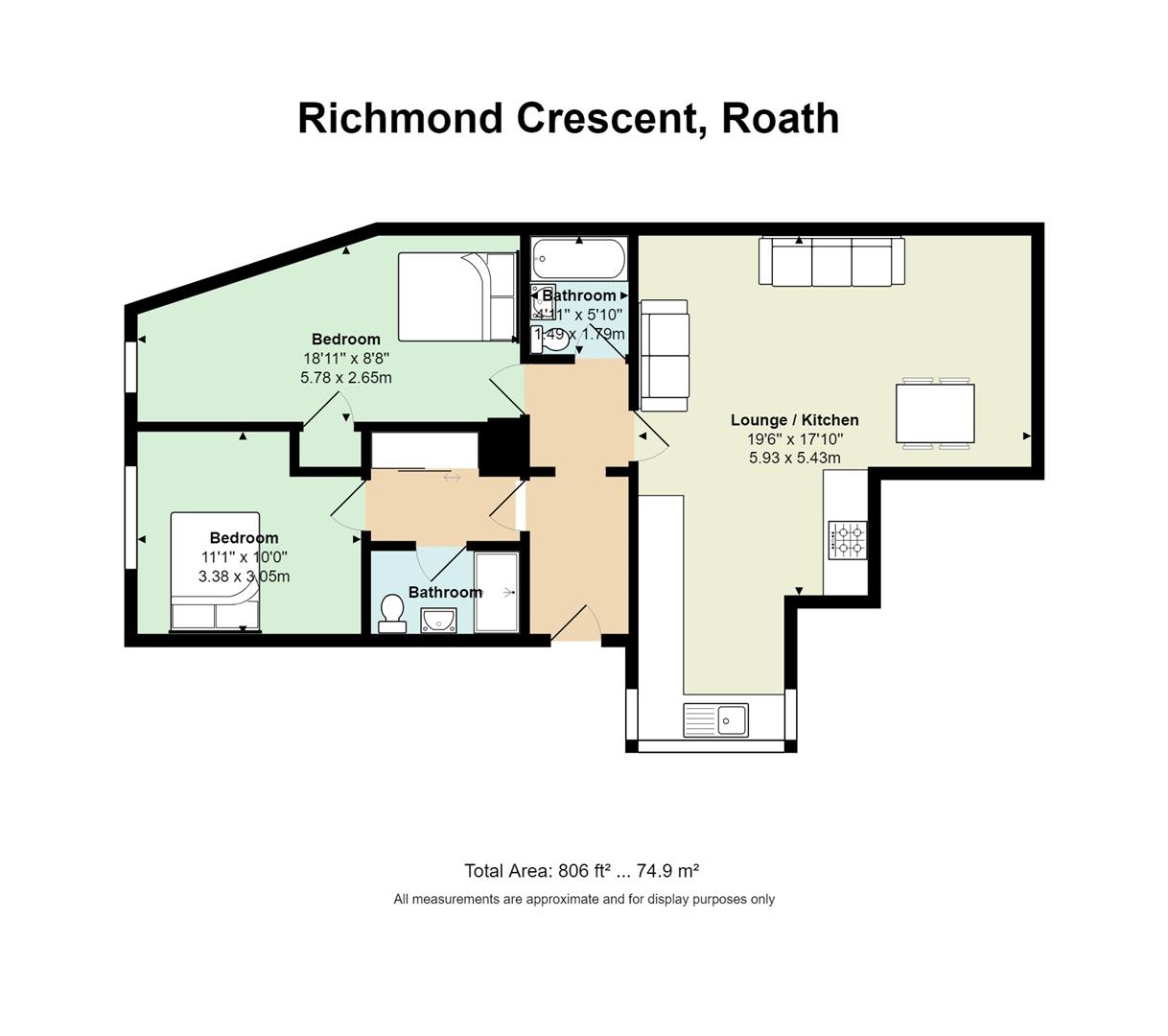 Floorplan for Richmond Crescent, Roath